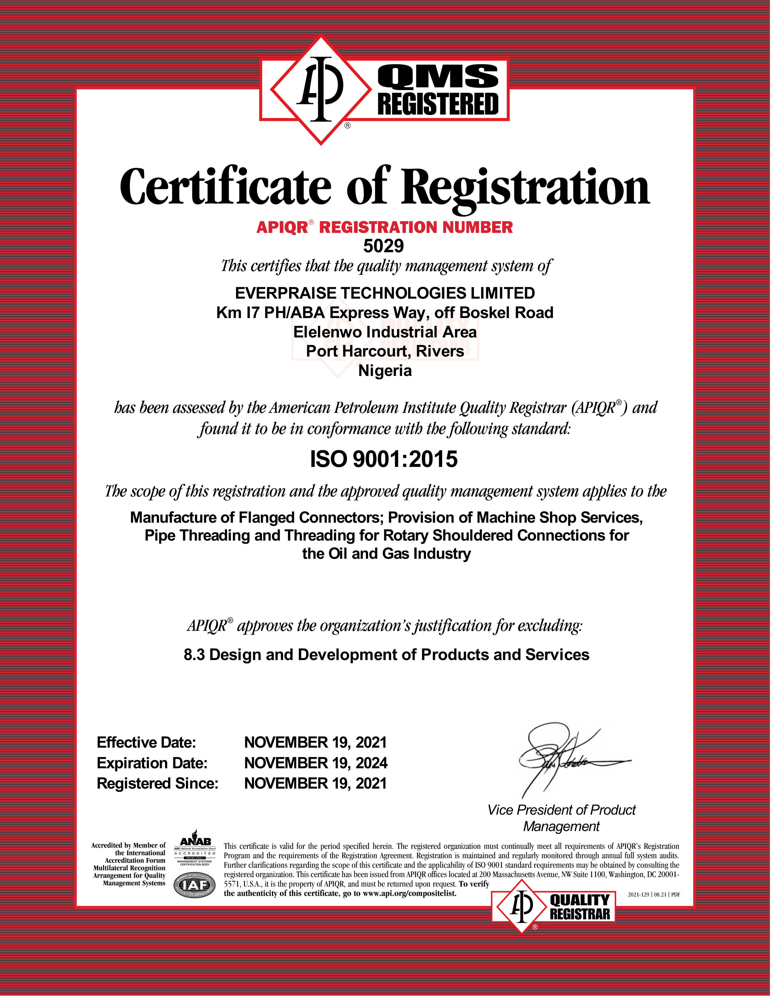 Everpraise ISO 9001:2015